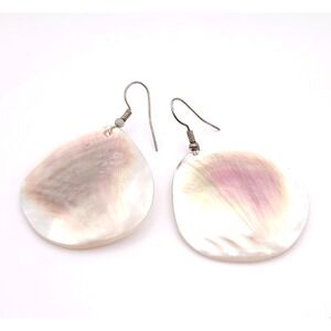 Mother of Pearl Dangle Earrings Women's Iridescent Teardrop Shell Boho Style